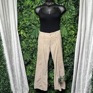 Y2K THE BLUES Pants Women 13/14‎ Tan Bell Bottom Flared Corduroy Vintage 2760